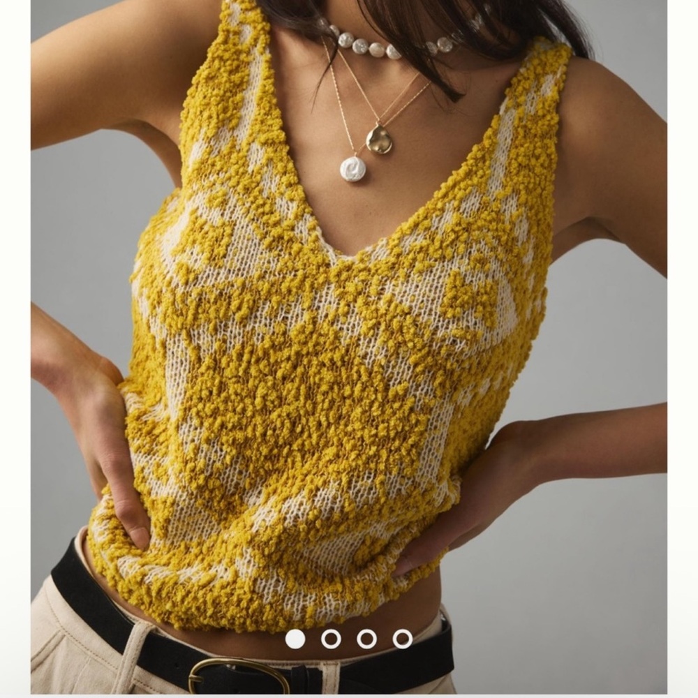 bishop + young Mustard and Cream Knit Tank Top